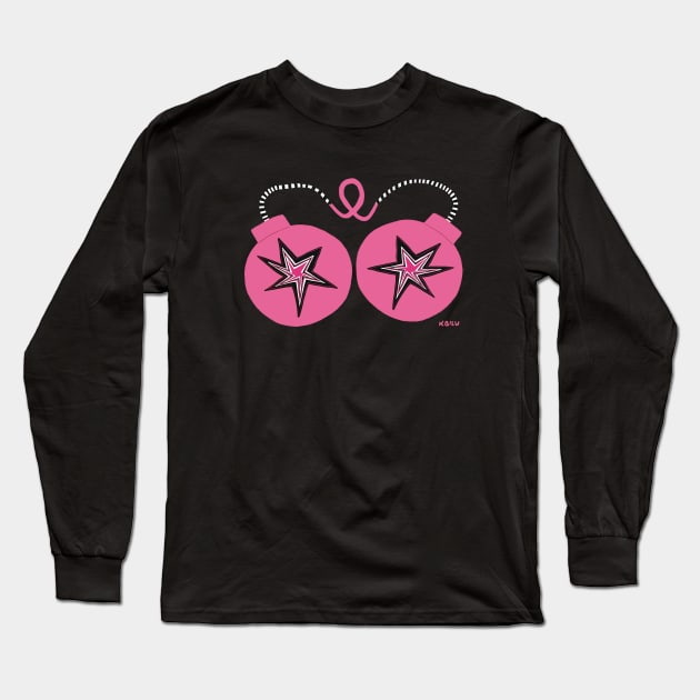 Pink Ribbon Bombs 1 Long Sleeve T-Shirt by KBILU_Art